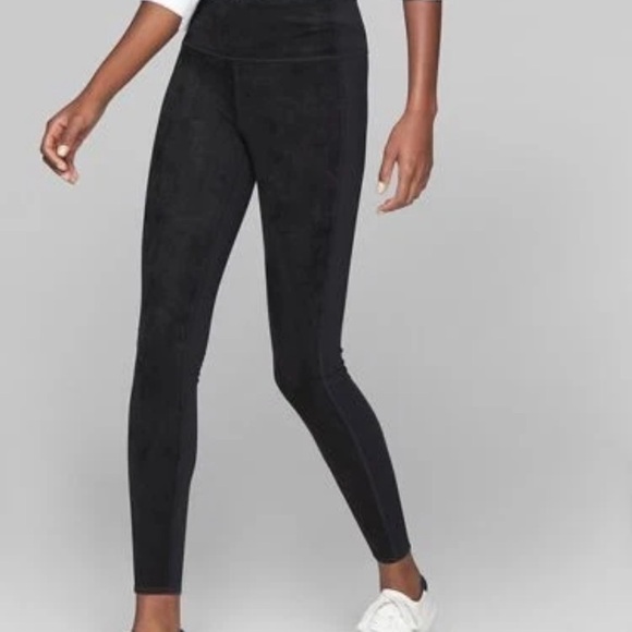 Athleta Sueded Strut Tights Black SIZE XS Style #870861 Leggings High Rise - Picture 1 of 10